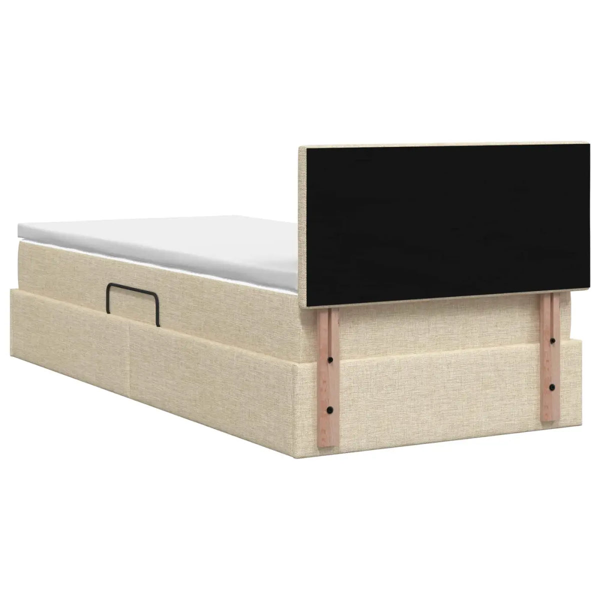 Lit de rangement LED avec matelas Crème 100 x 200 cm Tissu - XIOS