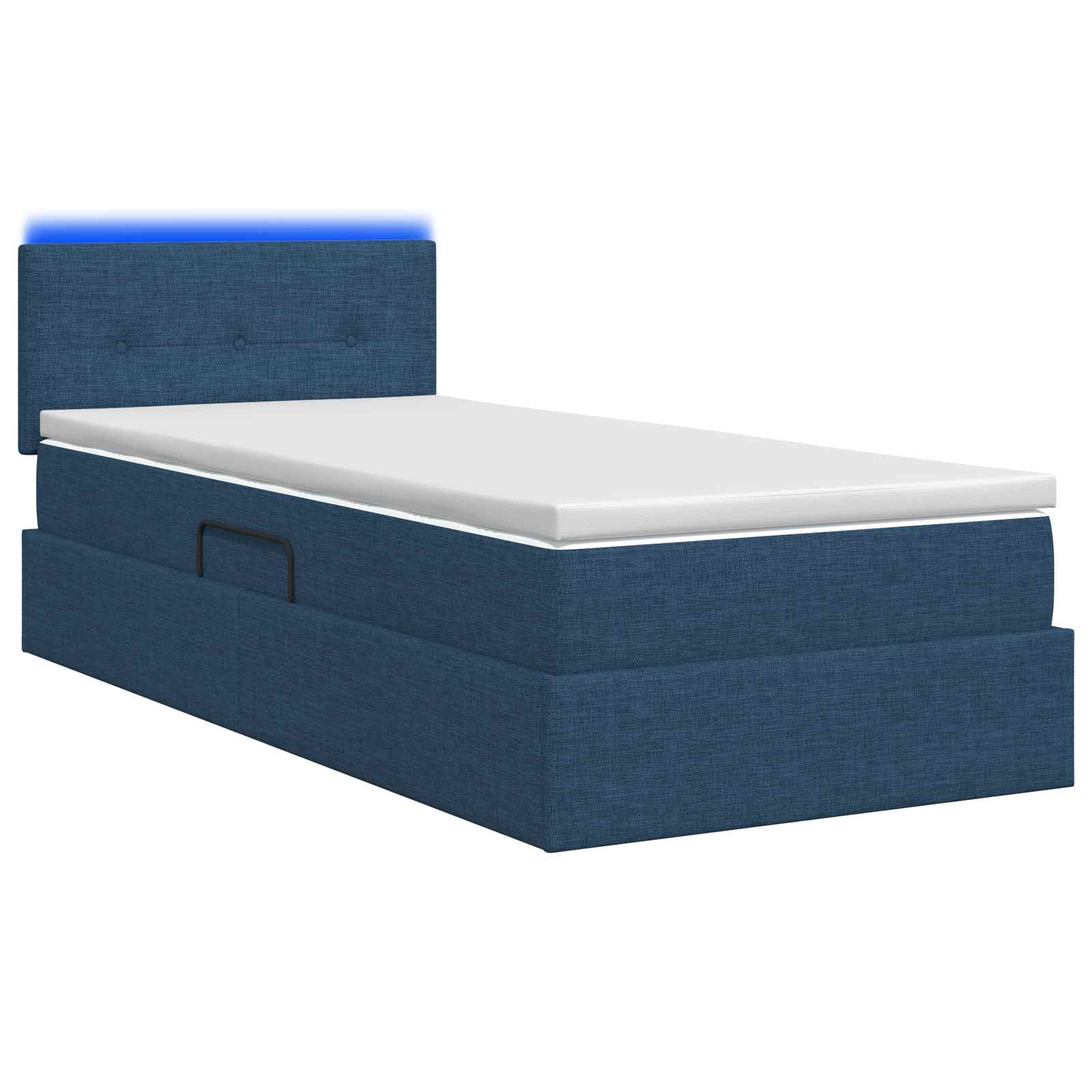 Lit de rangement LED avec matelas Bleu 100 x 200 cm Tissu