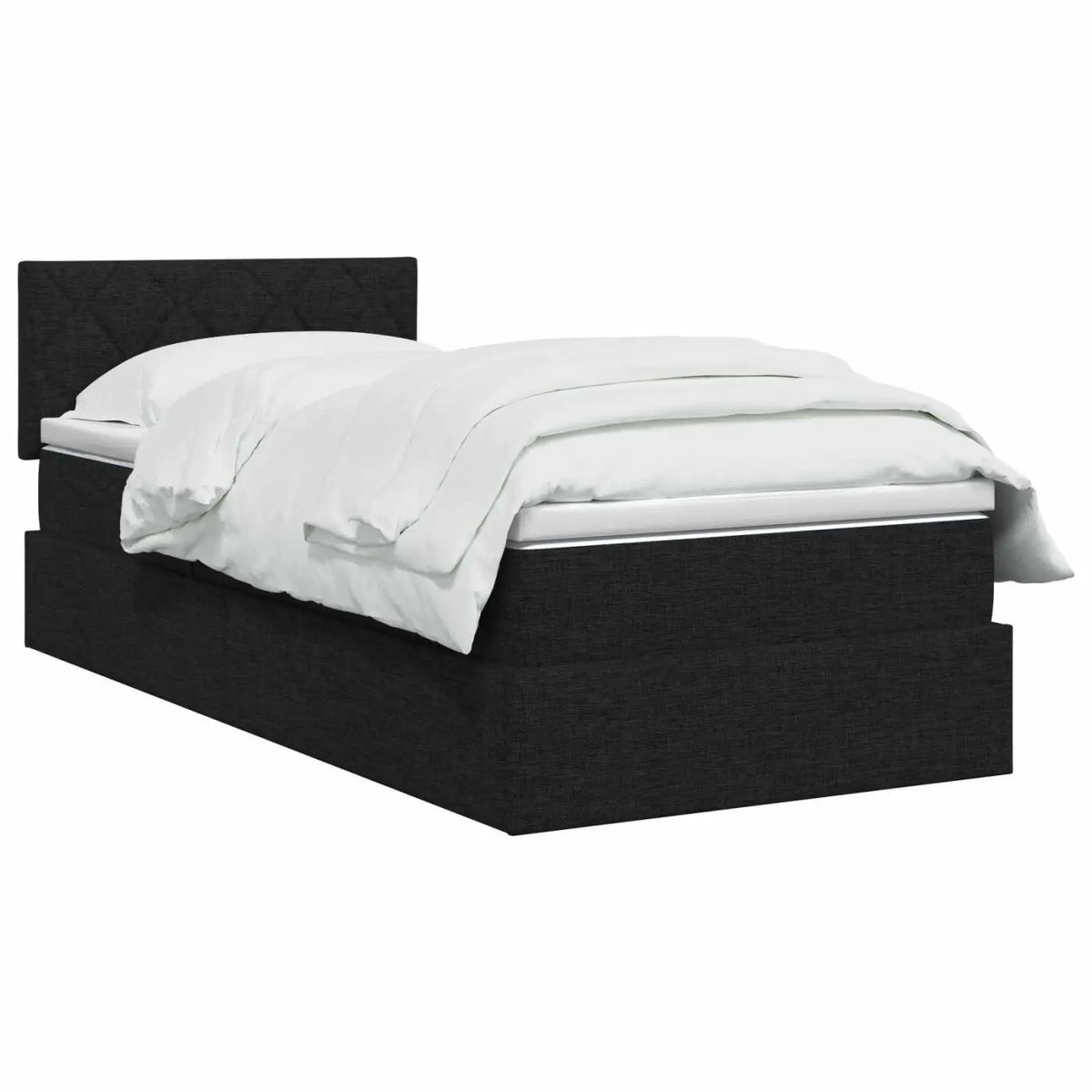 Lit de rangement LED avec matelas Noir 90 x 200 cm Tissu - XIOS
