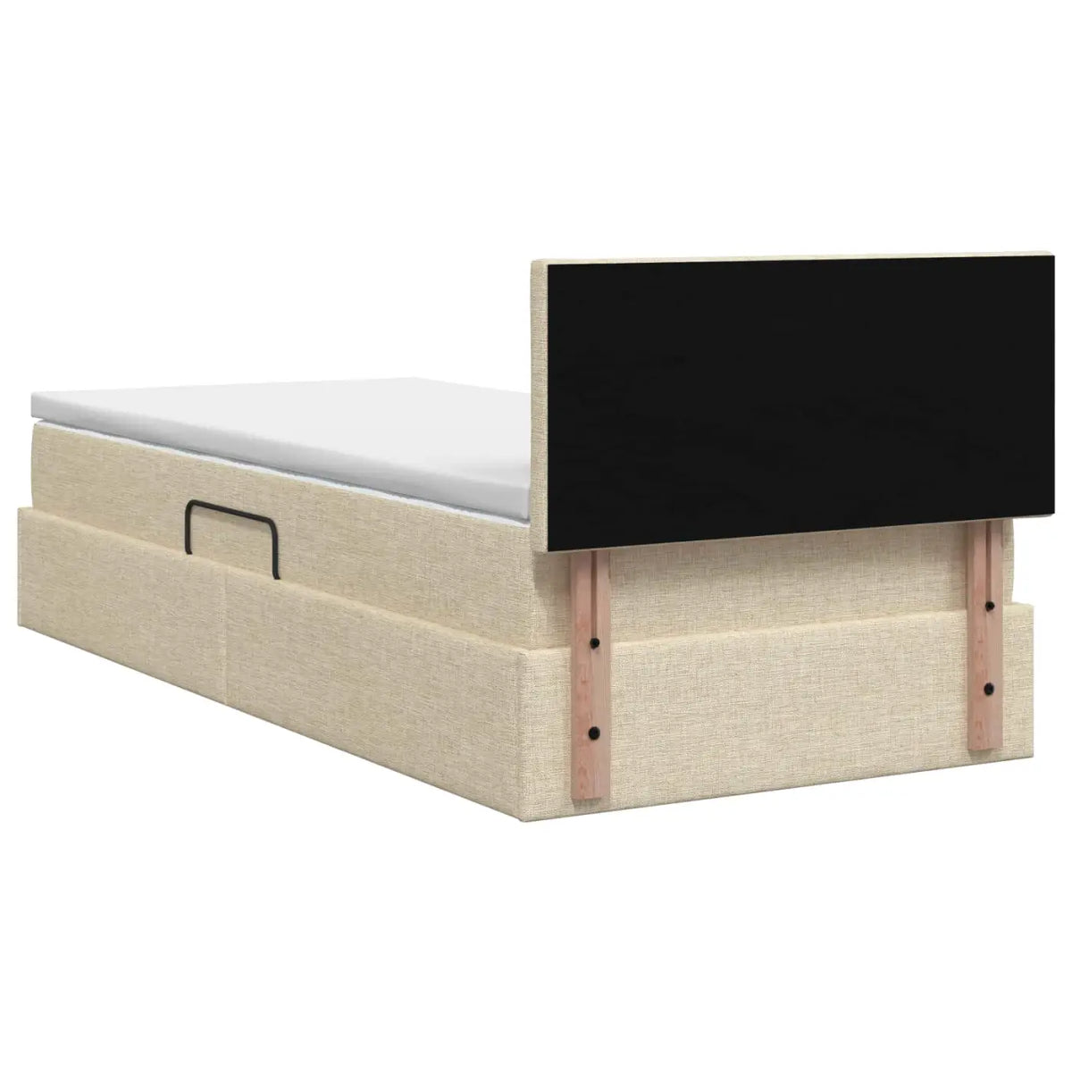 Lit de rangement LED avec matelas Crème 90 x 200 cm Tissu - XIOS