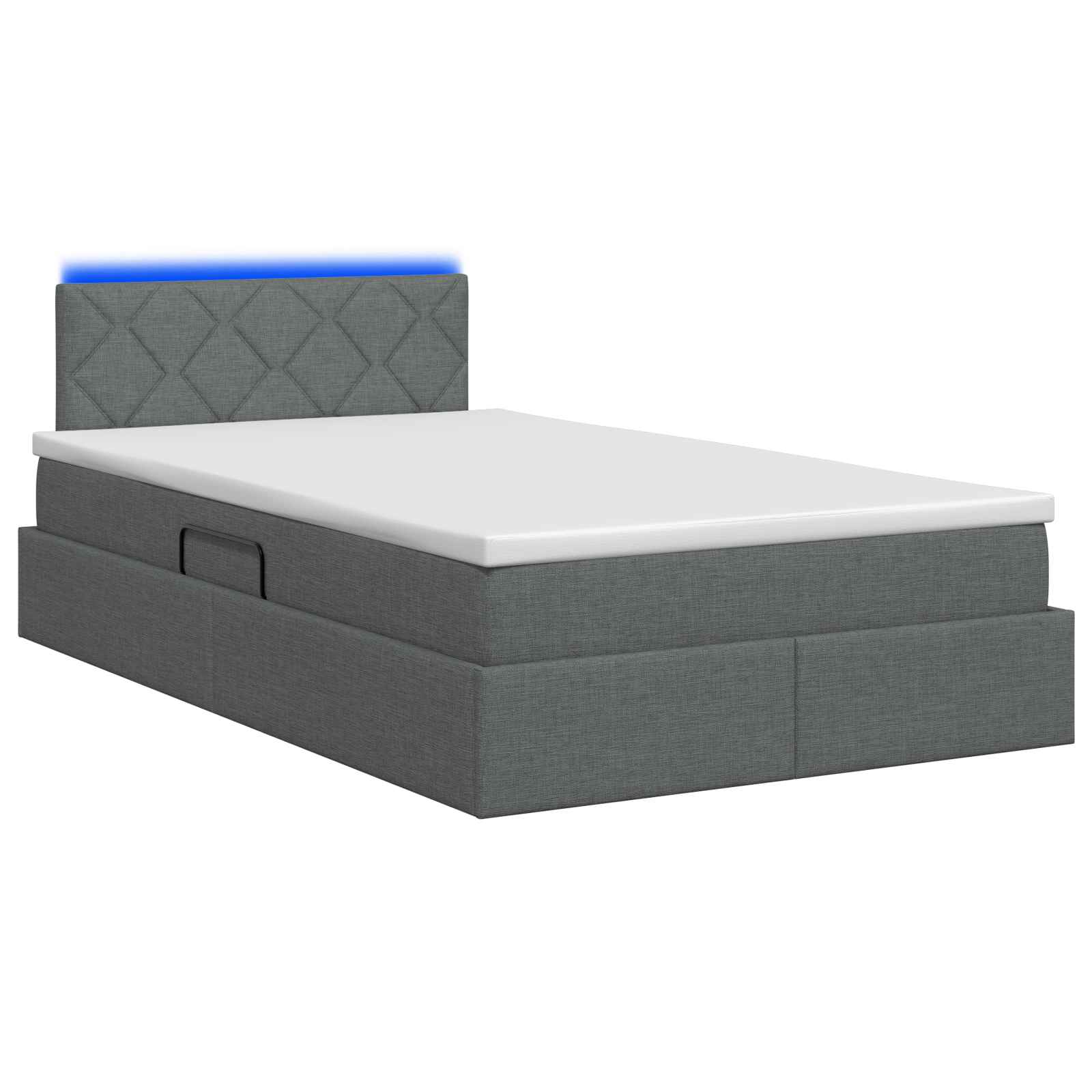 Lit de rangement LED avec matelas Gris foncé 120 x 200 cm Tissu - XIOS