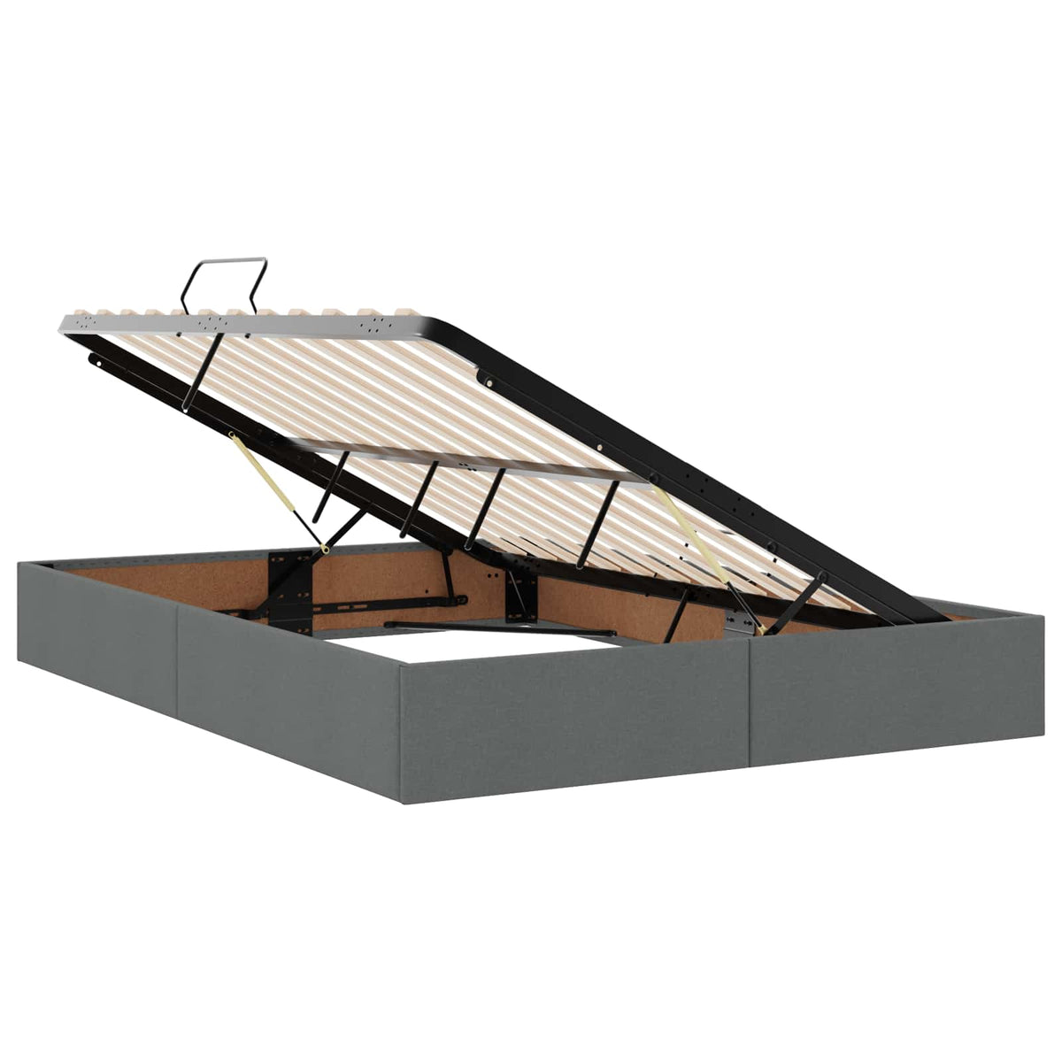 Lit de rangement LED avec matelas Gris foncé 140 x 200 cm Tissu