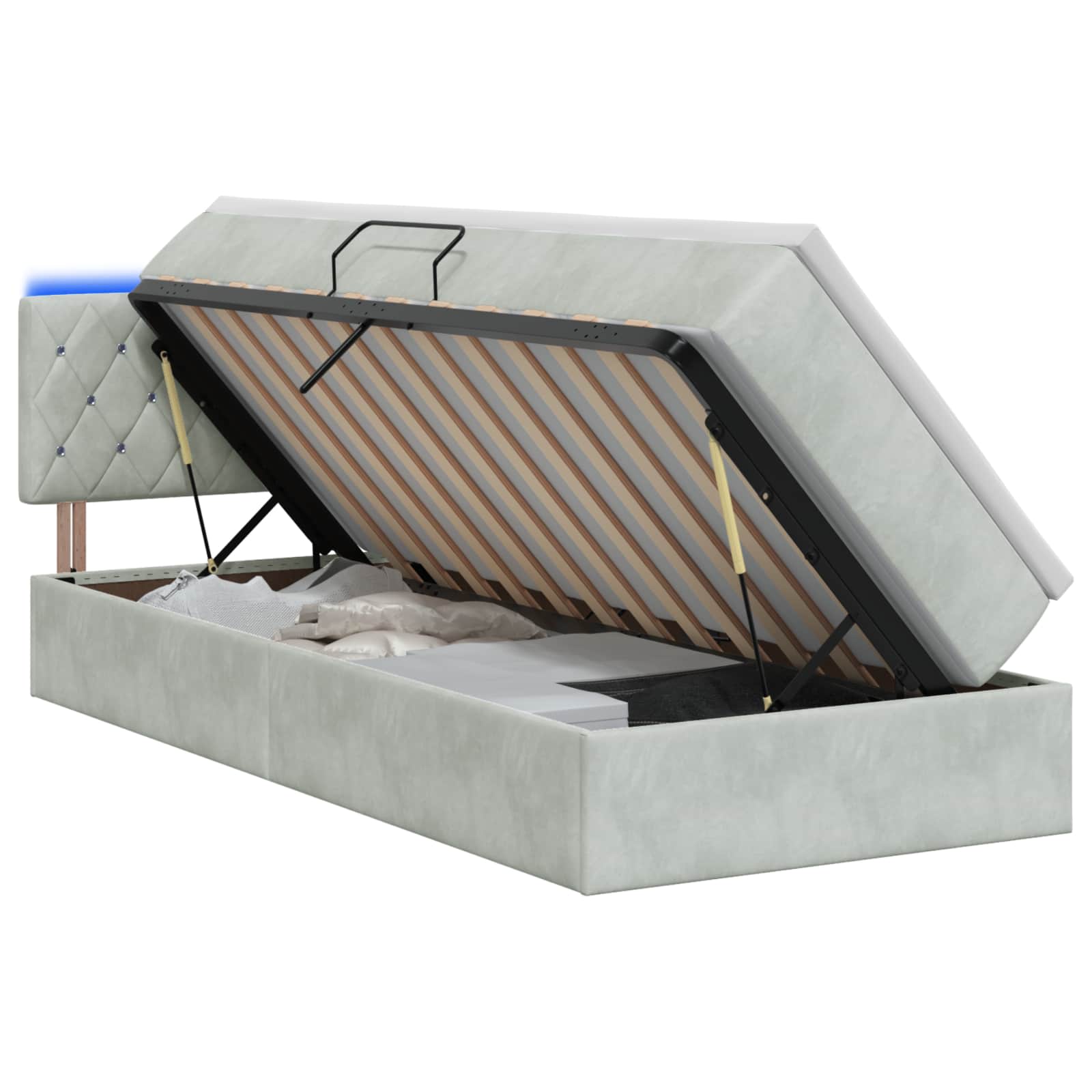 Lit de rangement LED avec matelas Gris clair 90 x 200 cm - XIOS