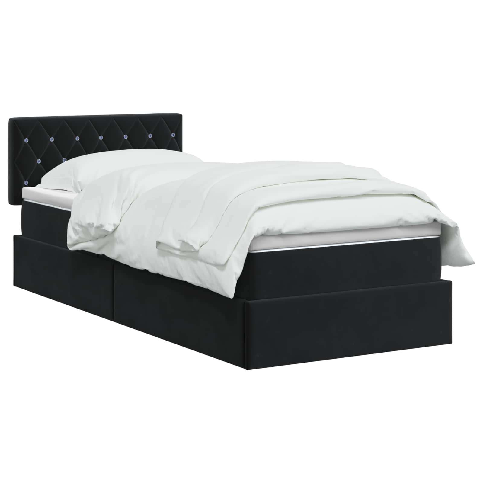 Lit de rangement LED avec matelas Noir 90 x 200 cm Velours - XIOS
