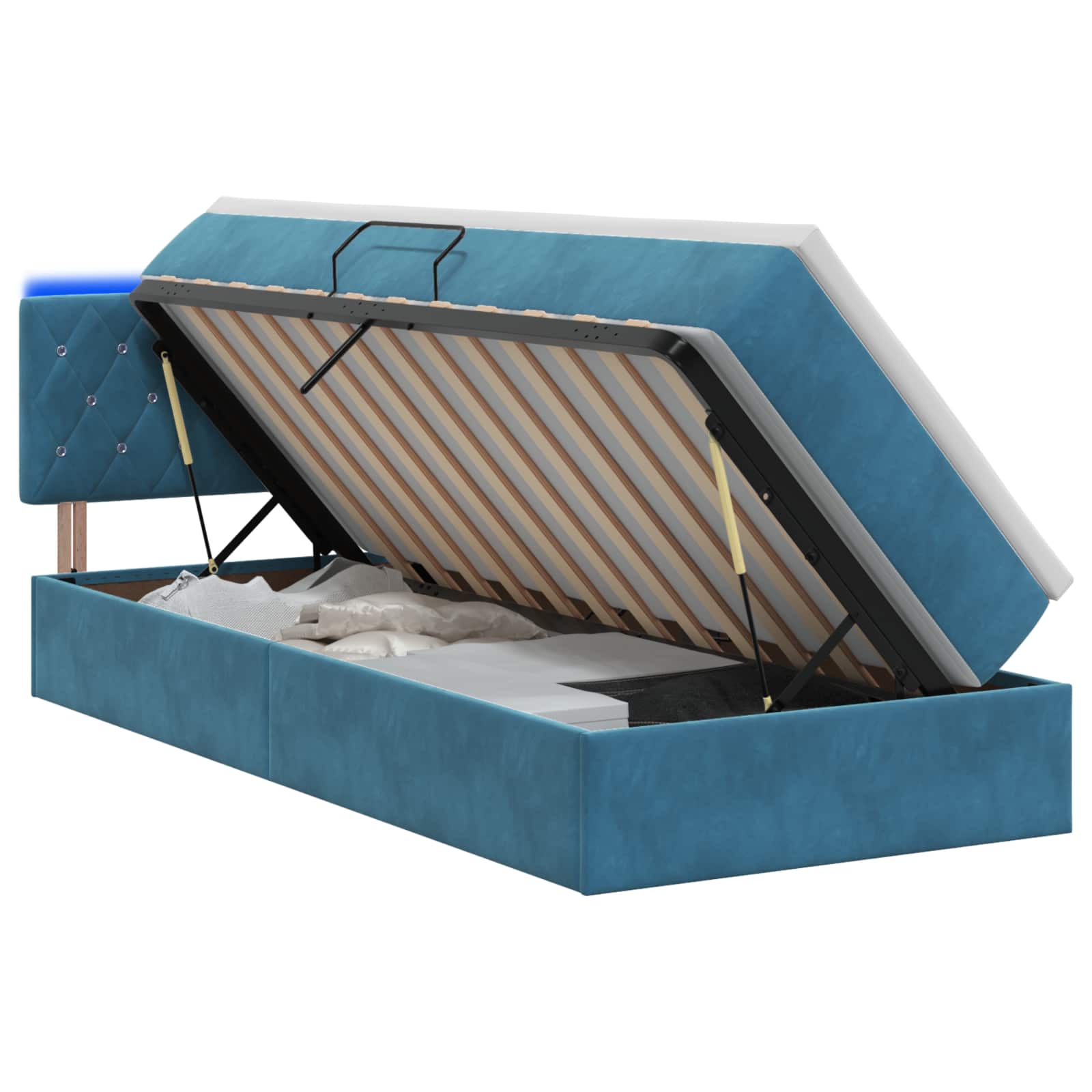 Lit de rangement LED avec matelas Bleu foncé 100 x 200 cm