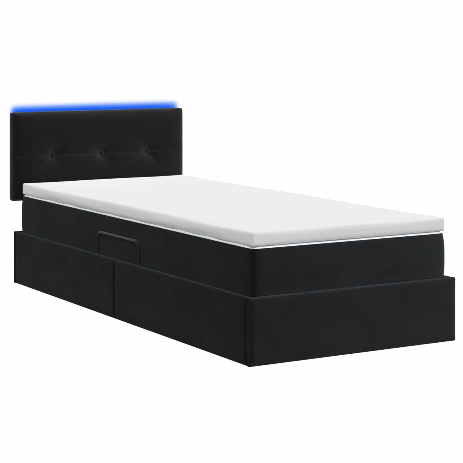 Lit de rangement LED avec matelas Noir 90 x 200 cm Velours