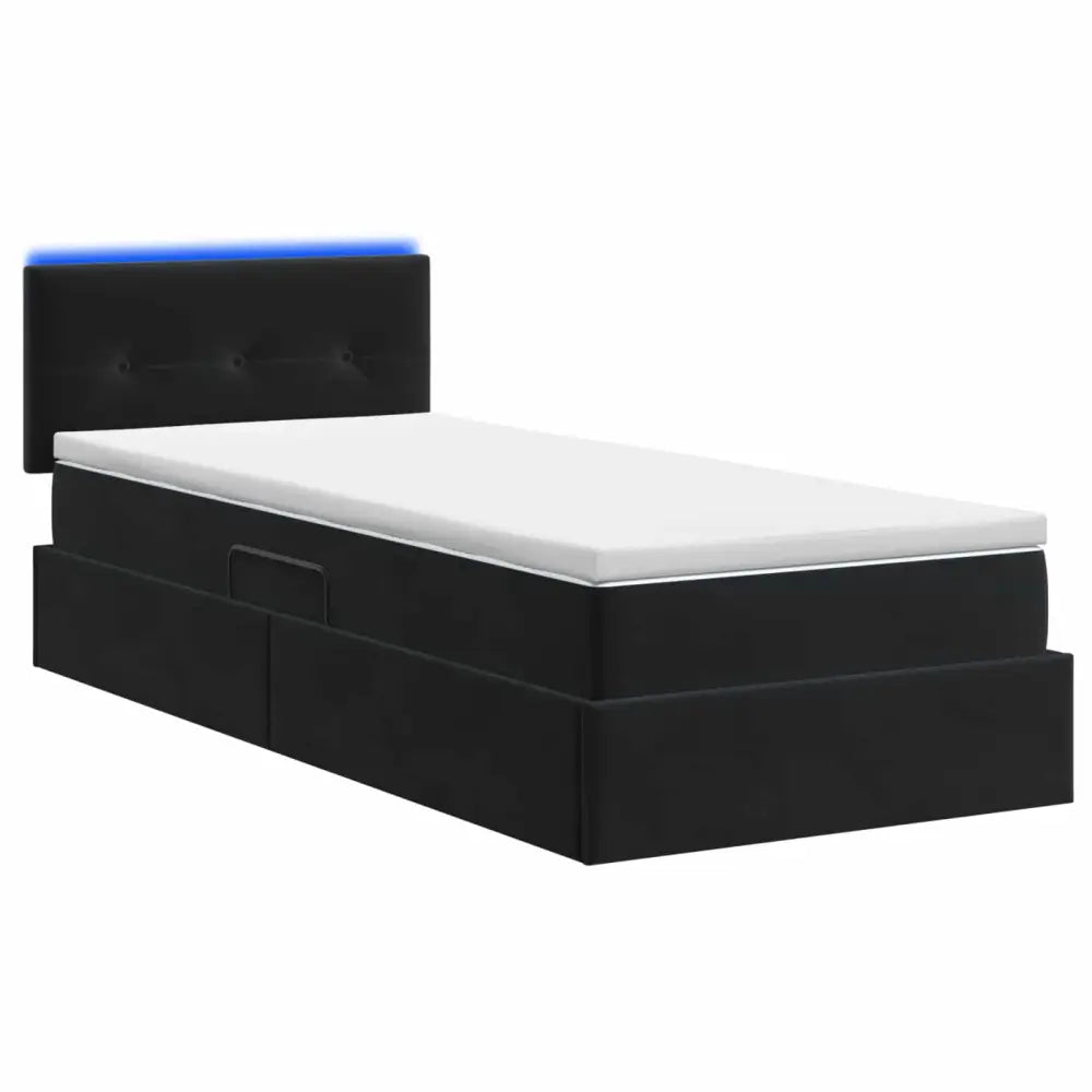 Lit de rangement LED avec matelas Noir 90 x 200 cm Velours - XIOS Store SNC