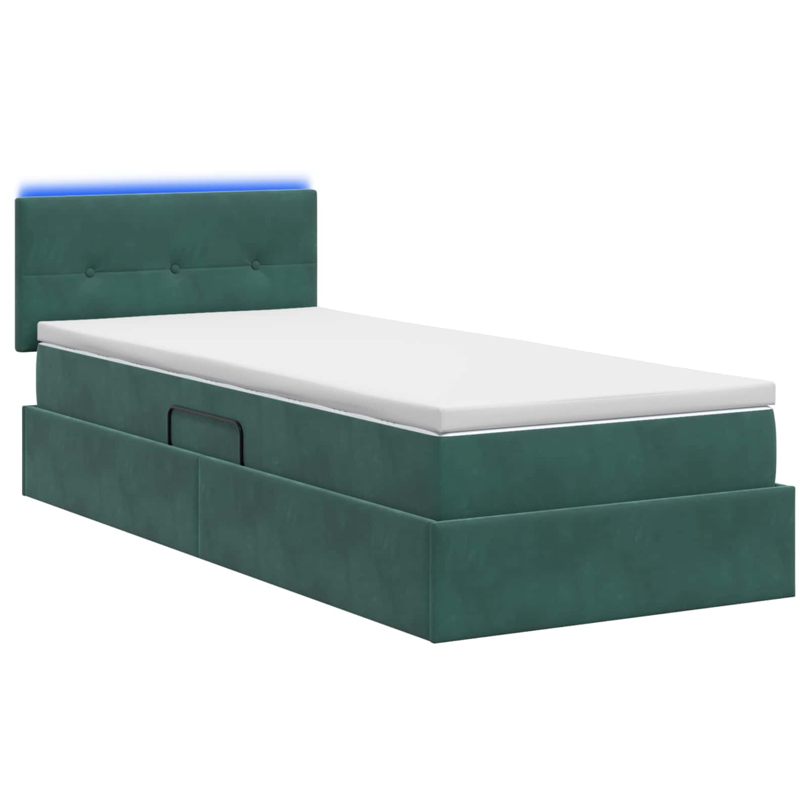 Lit de rangement LED avec matelas Vert foncé 100 x 200 cm