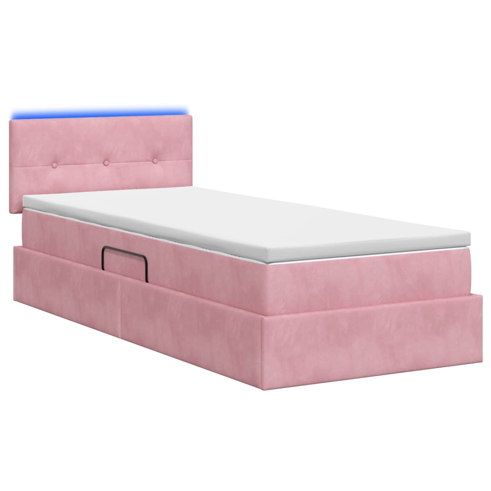 Lit de rangement LED avec matelas Rose 100 x 200 cm Velours