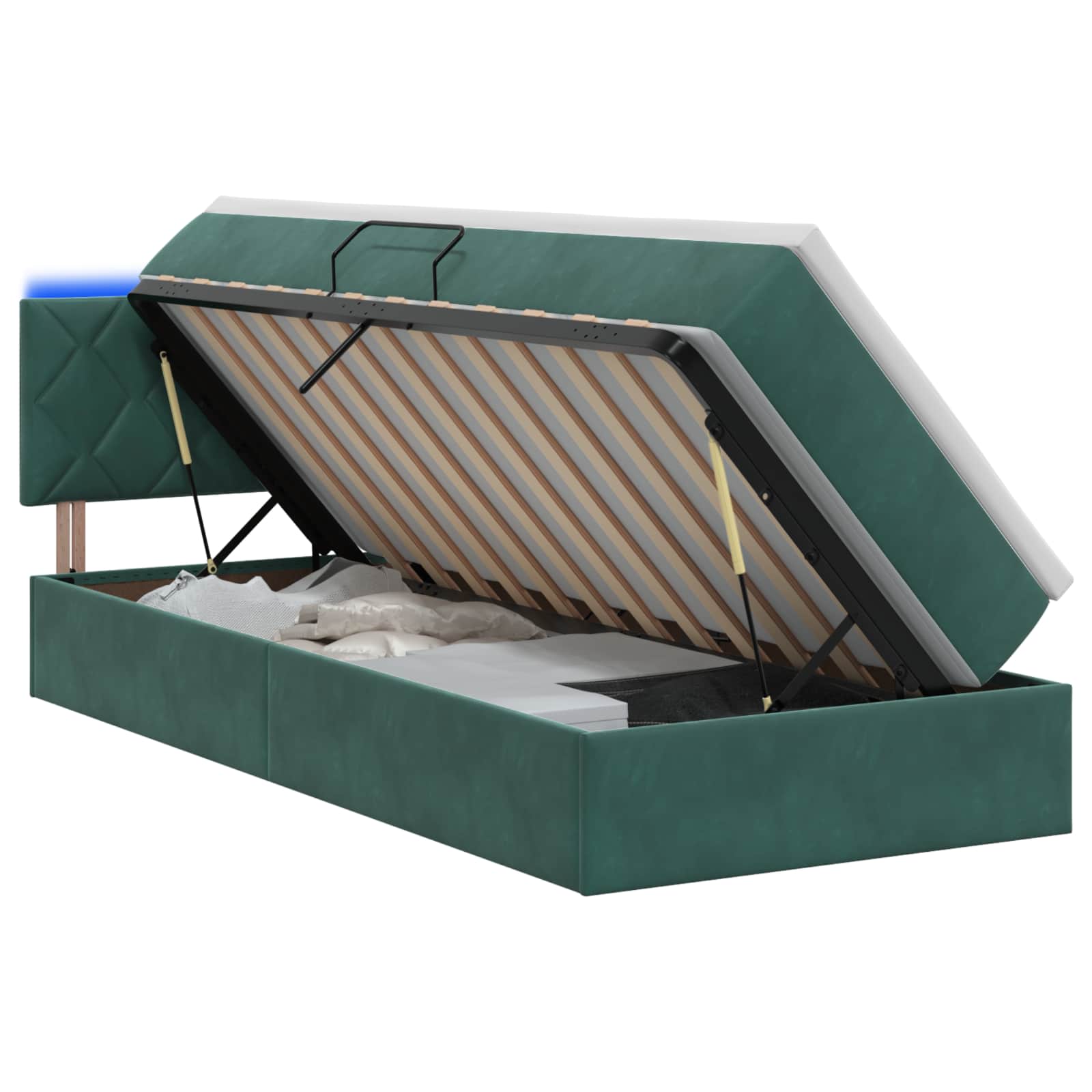 Lit de rangement LED avec matelas Vert foncé 90 x 200 cm - XIOS