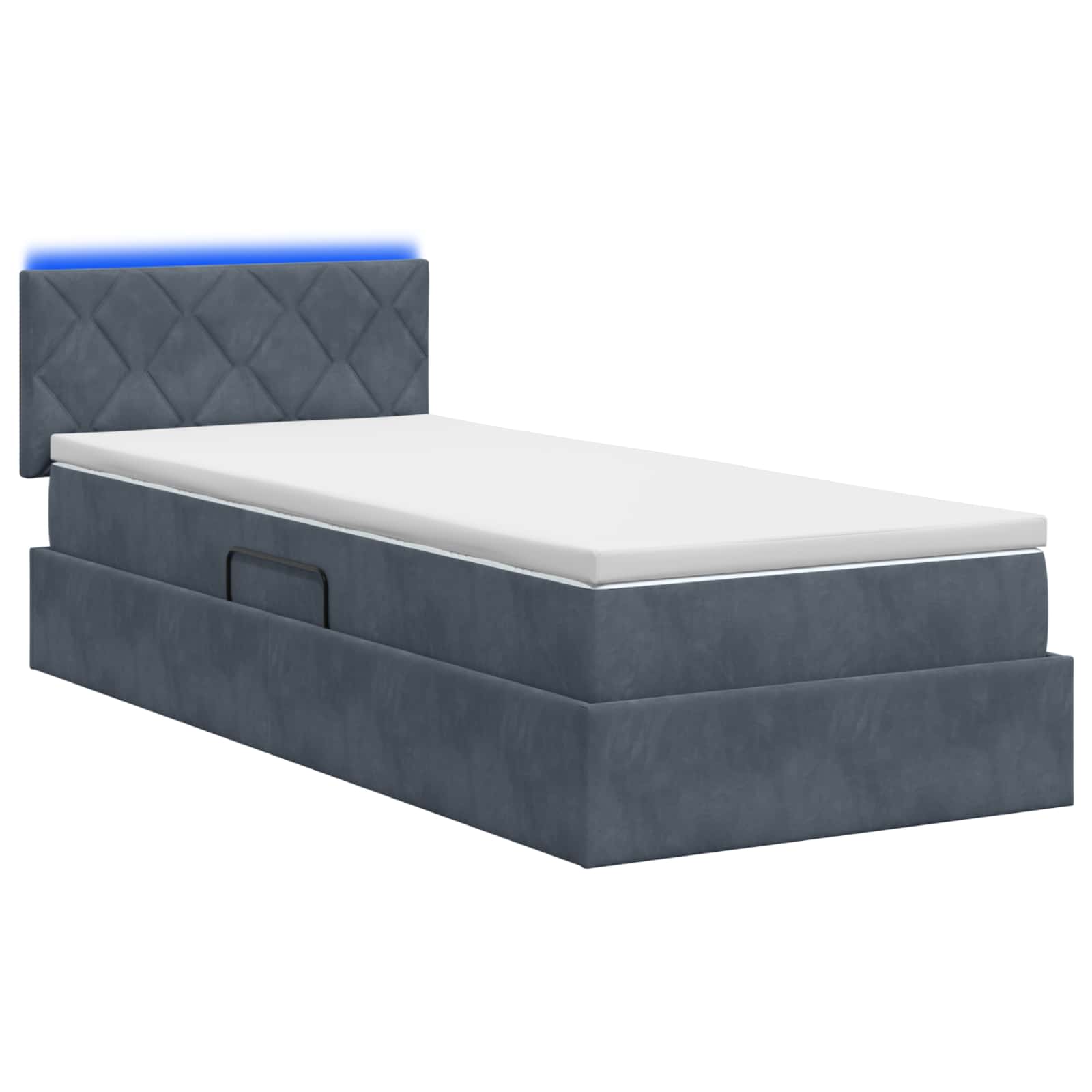 Lit de rangement LED avec matelas Gris foncé 100 x 200 cm