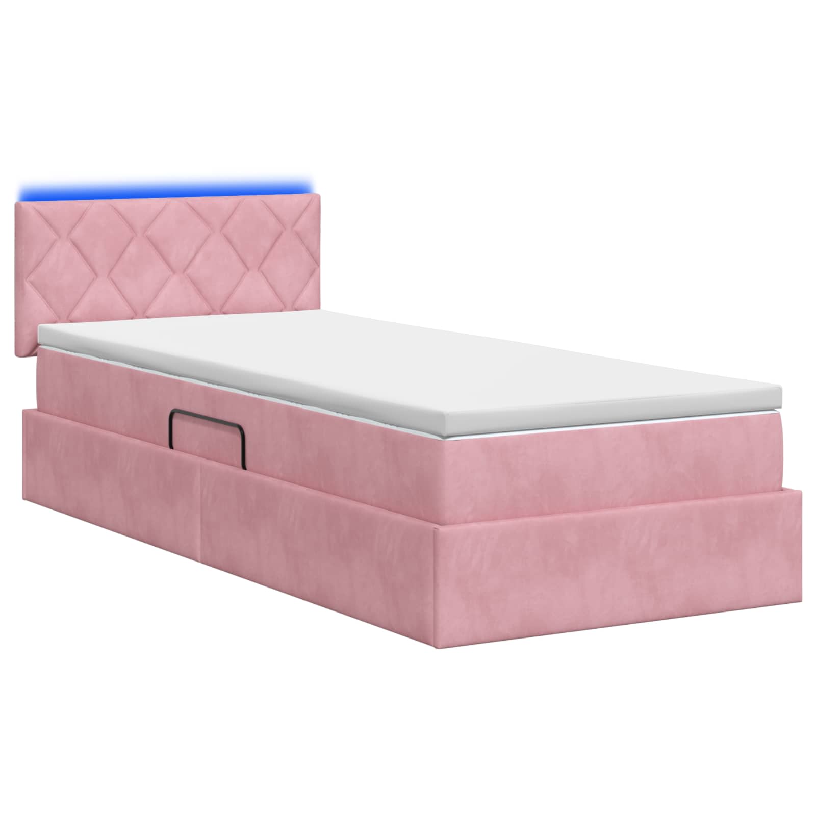 Lit de rangement LED avec matelas Rose 100 x 200 cm Velours
