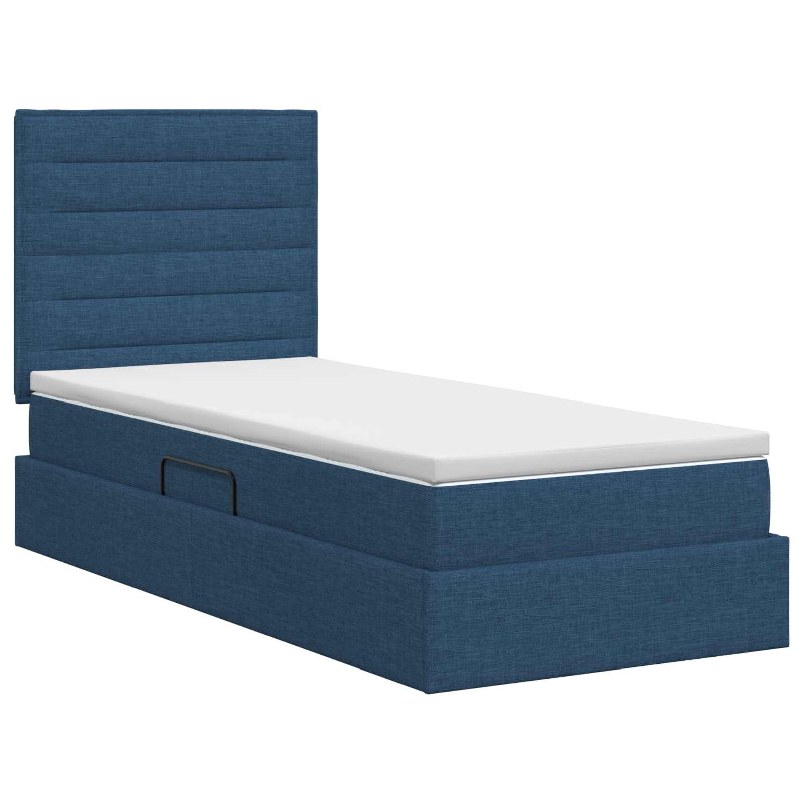 Lit avec rangement et matelas Bleu 90 x 190 cm tissu
