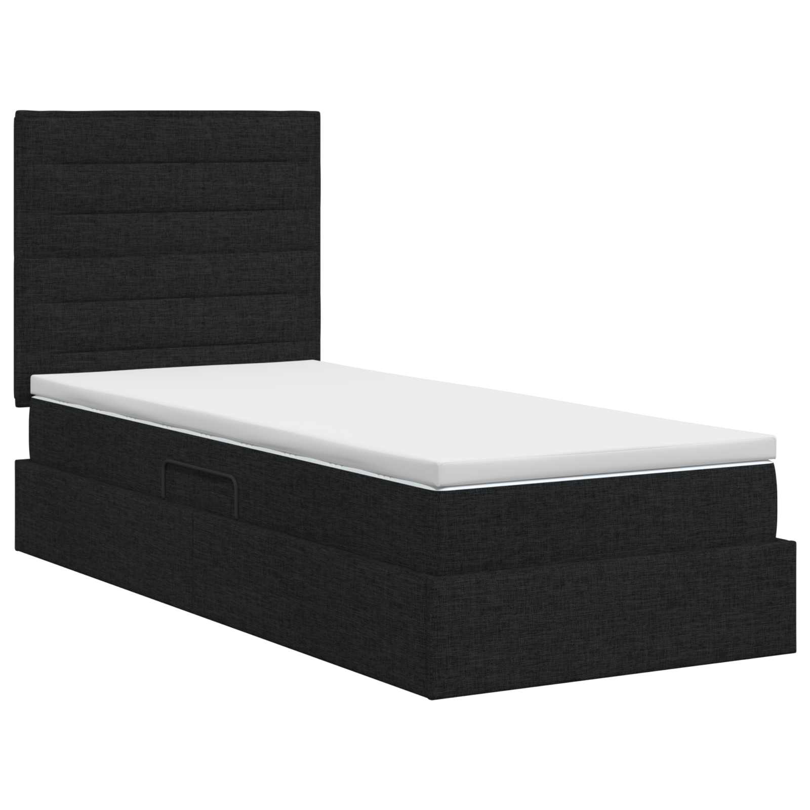 Lit avec rangement et matelas Noir 90 x 200 cm tissu - XIOS