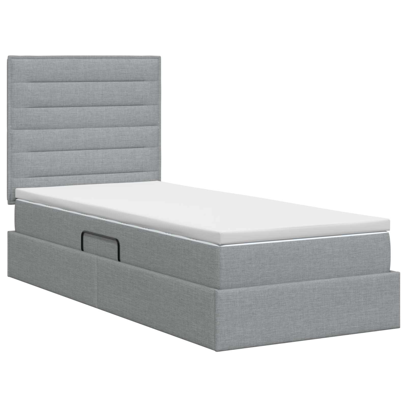 Lit avec rangement et matelas Gris clair 100 x 200 cm tissu