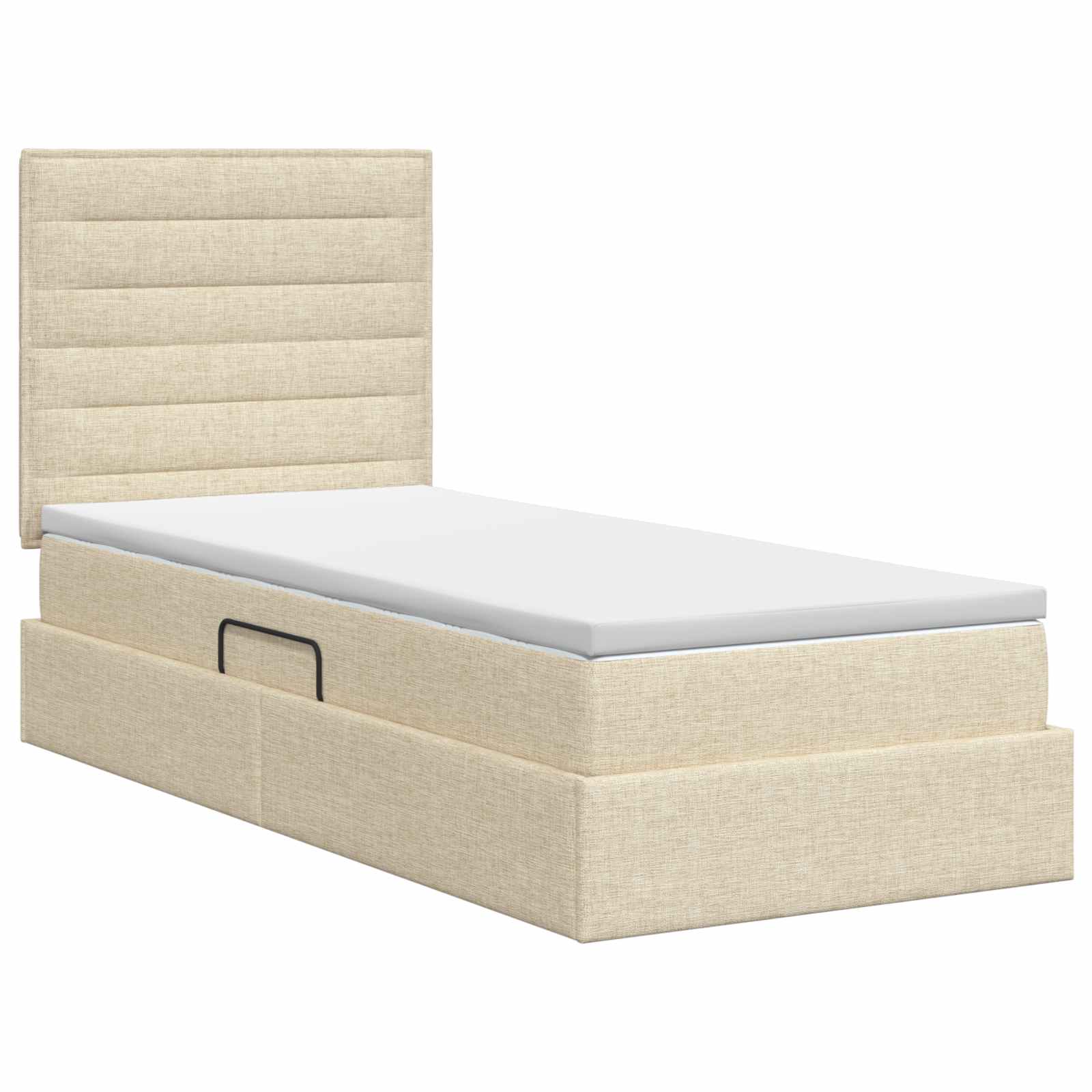 Lit avec rangement et matelas Crème 100 x 200 cm tissu