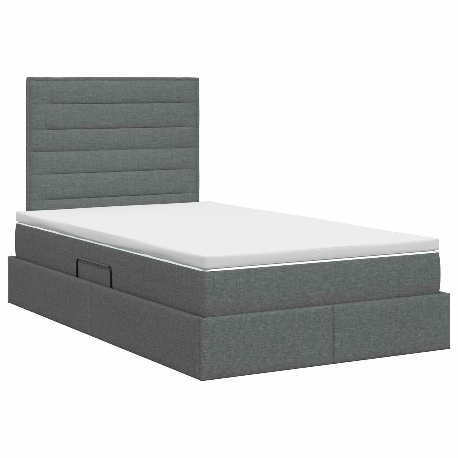 Lit avec rangement et matelas Gris foncé 120 x 200 cm tissu