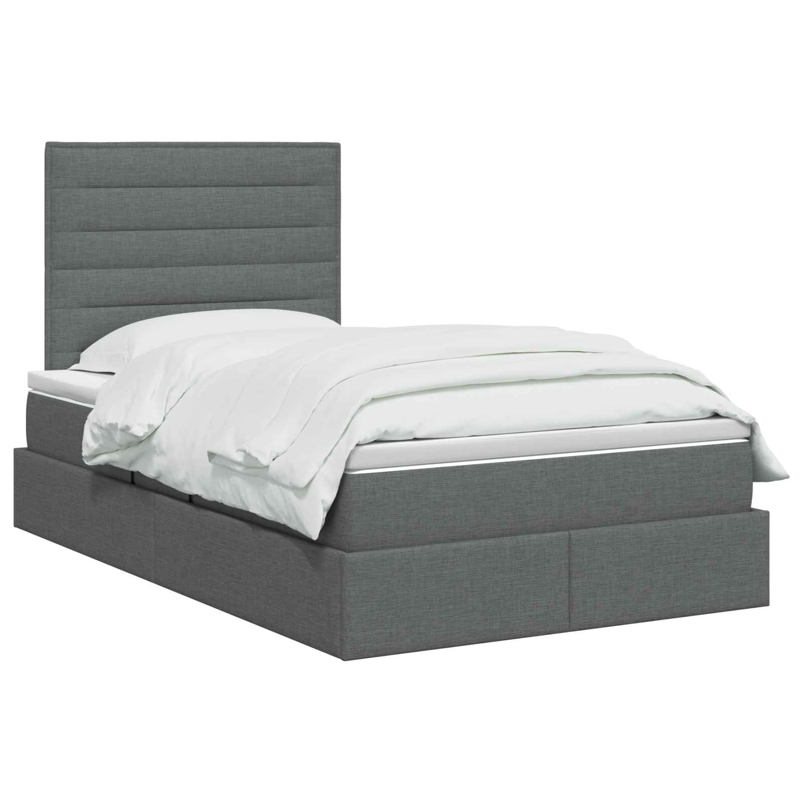 Lit avec rangement et matelas Gris foncé 120 x 200 cm tissu
