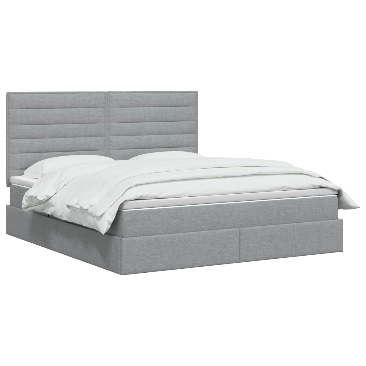 Lit avec rangement et matelas Gris clair 140 x 200 cm tissu
