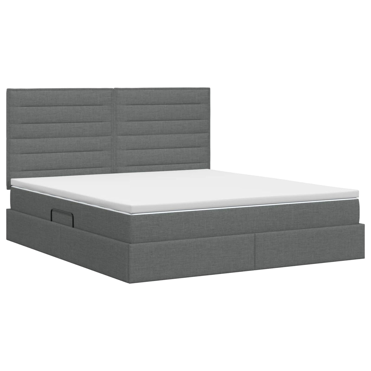 Lit avec rangement et matelas Gris foncé 140 x 200 cm tissu