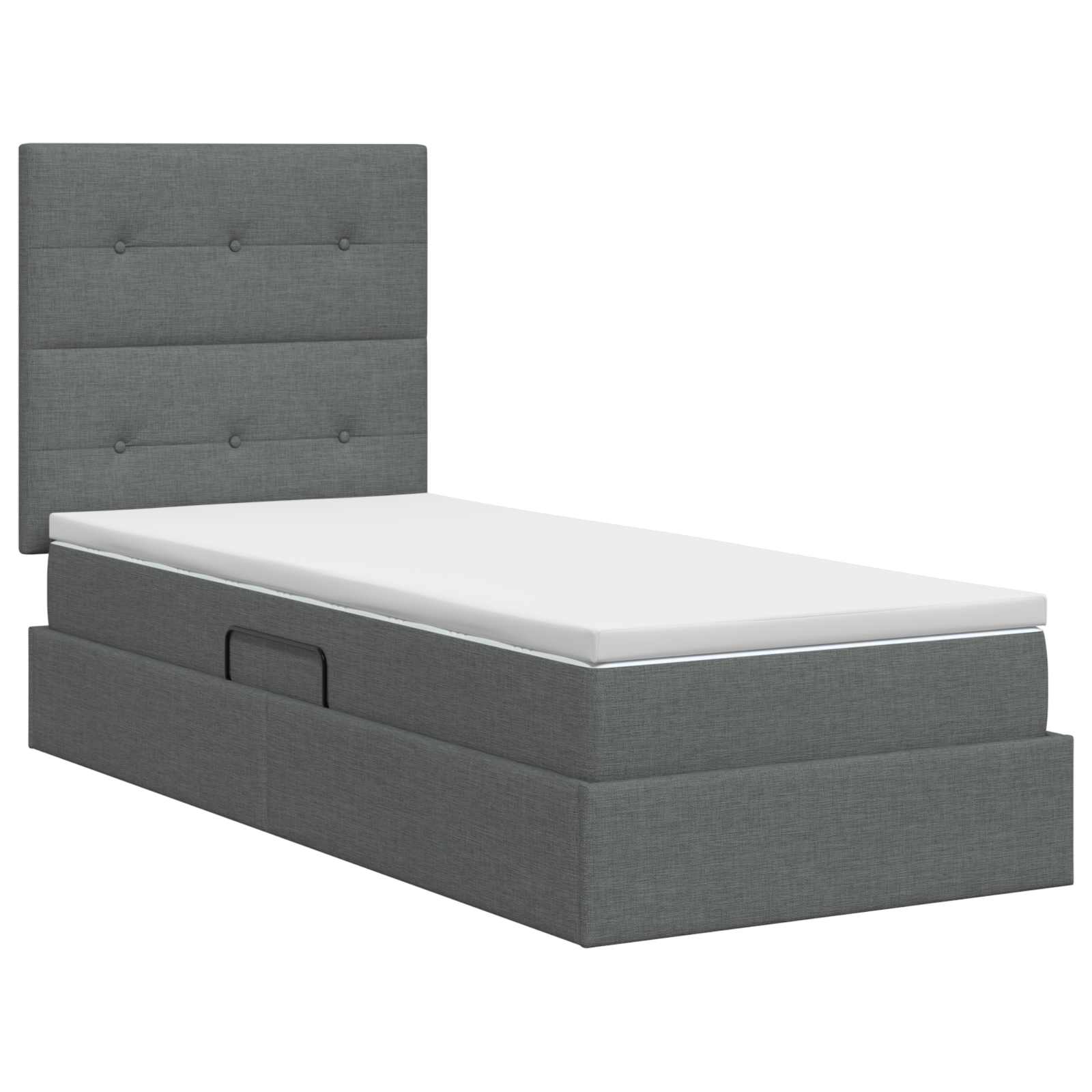 Lit avec rangement et matelas Gris foncé 90 x 200 cm tissu
