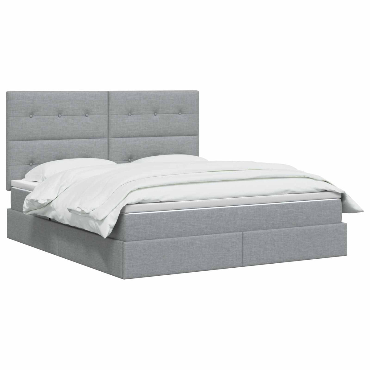 Lit avec rangement et matelas Gris clair 140 x 190 cm tissu