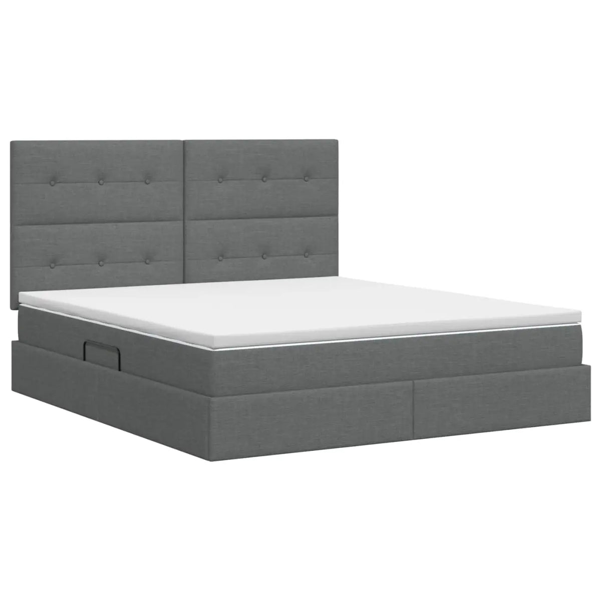 Lit avec rangement et matelas Gris foncé 140 x 200 cm tissu - XIOS