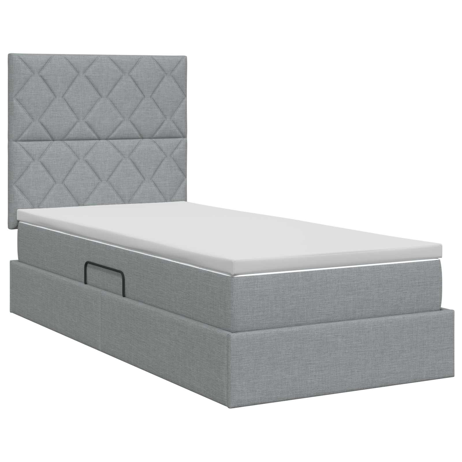 Lit avec rangement et matelas Gris clair 90 x 200 cm tissu