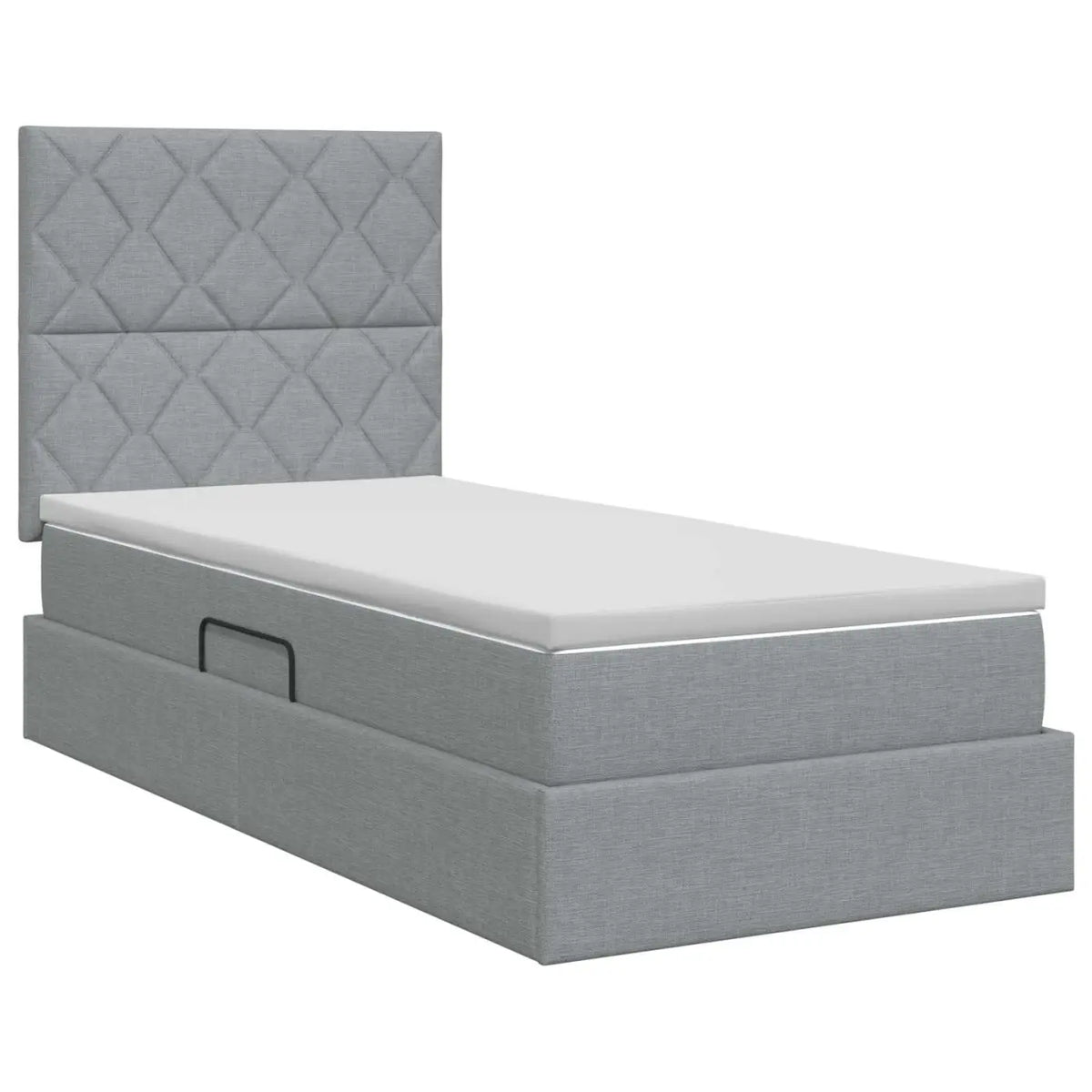 Lit avec rangement et matelas Gris clair 90 x 200 cm tissu - XIOS
