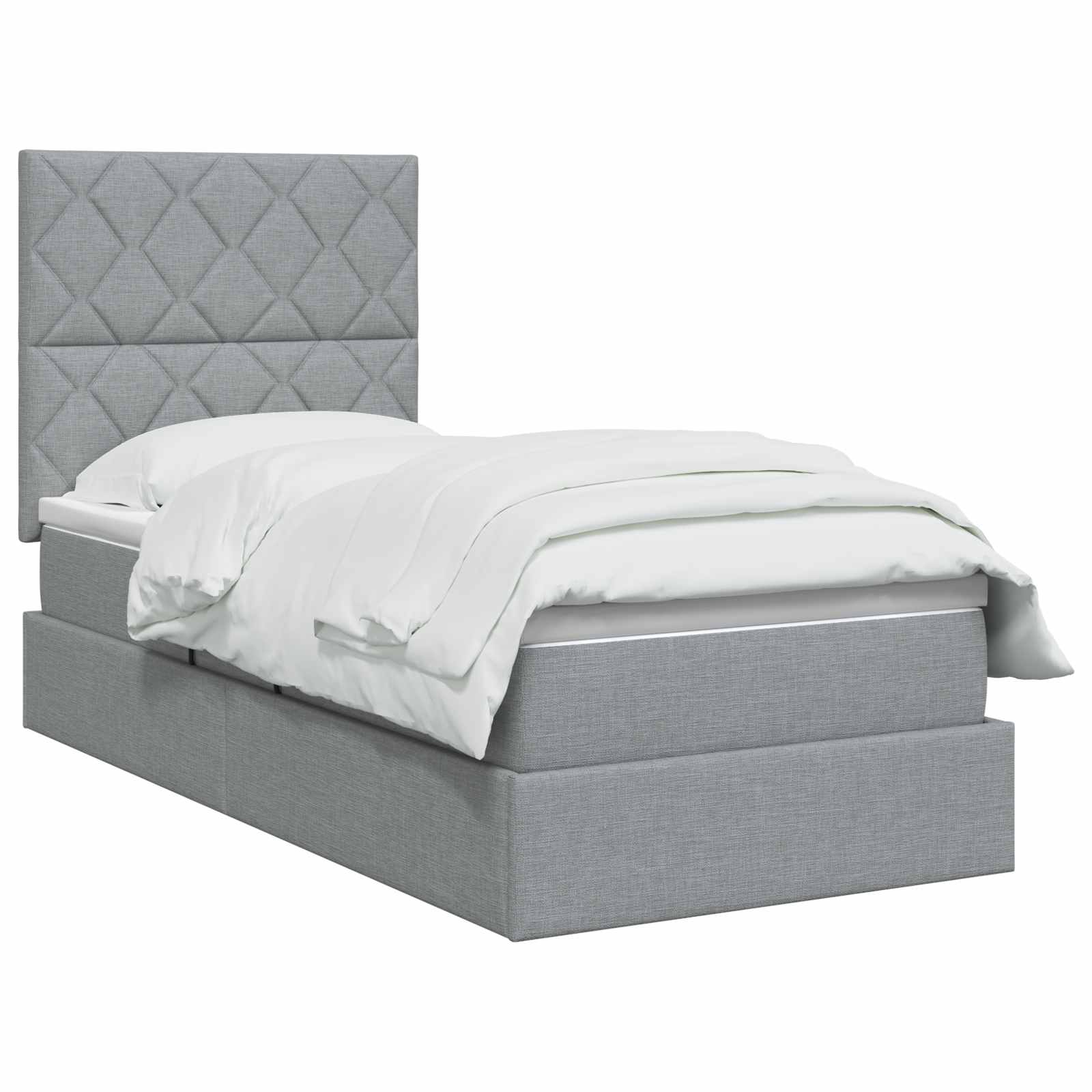 Lit avec rangement et matelas Gris clair 90 x 200 cm tissu