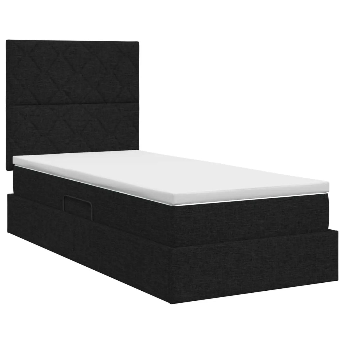 Lit avec rangement et matelas Noir 90 x 200 cm tissu - XIOS