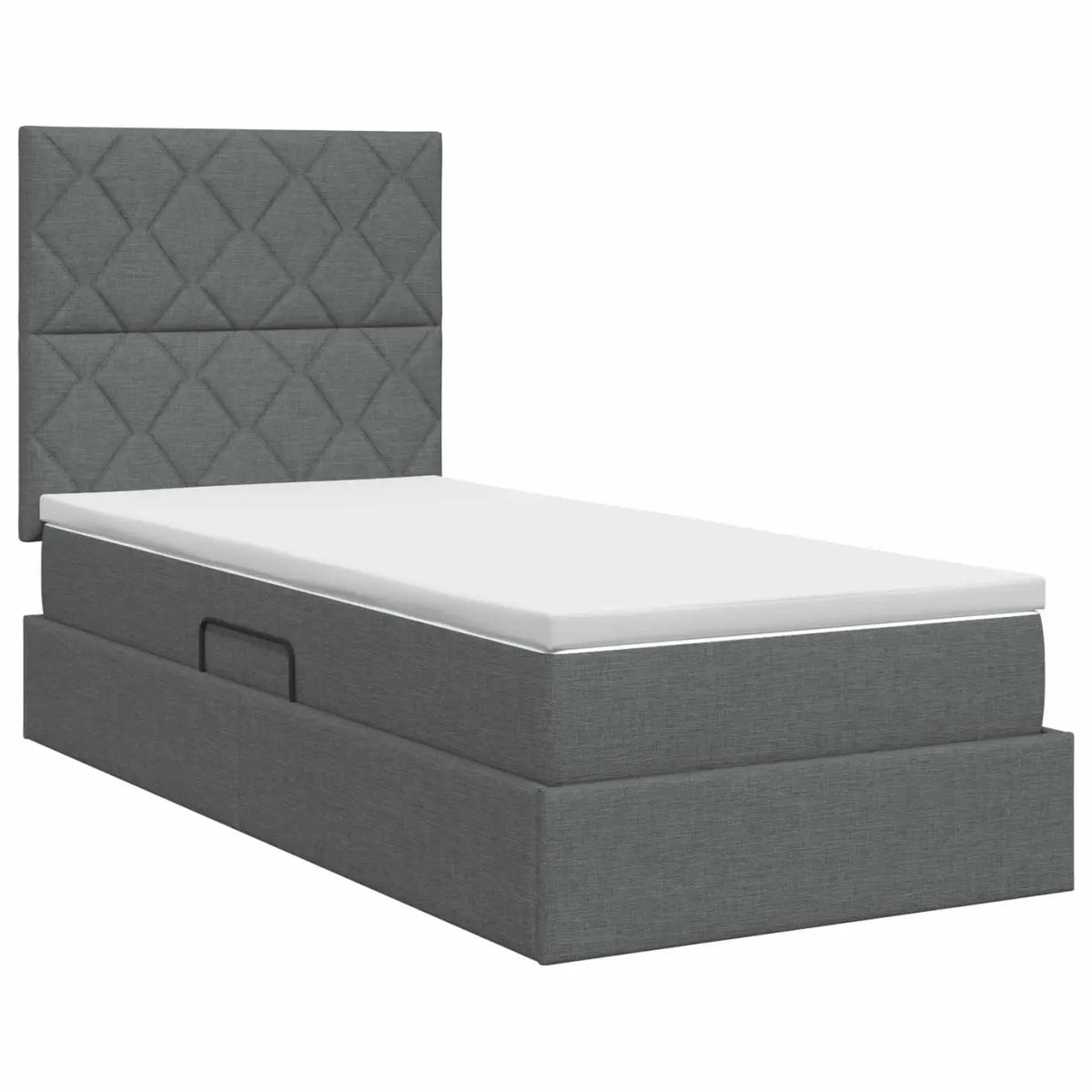 Lit avec rangement et matelas Gris foncé 100 x 200 cm tissu - XIOS