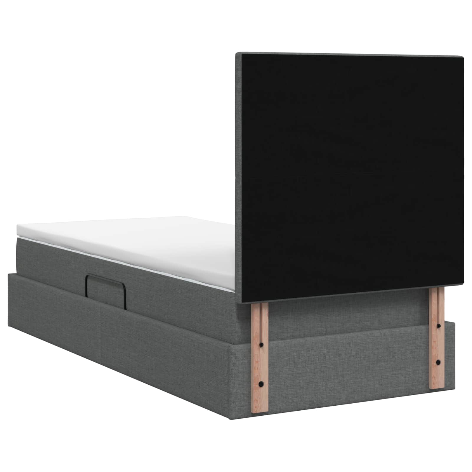 Lit avec rangement et matelas Gris foncé 100 x 200 cm tissu