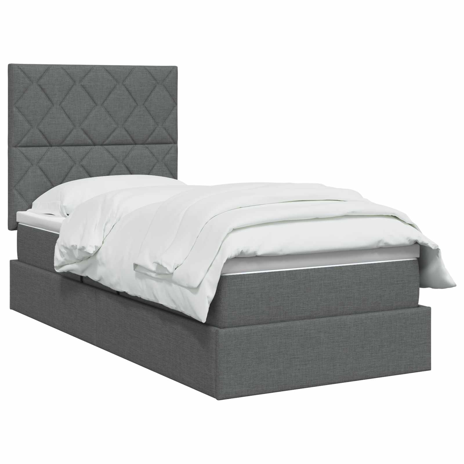 Lit avec rangement et matelas Gris foncé 100 x 200 cm tissu
