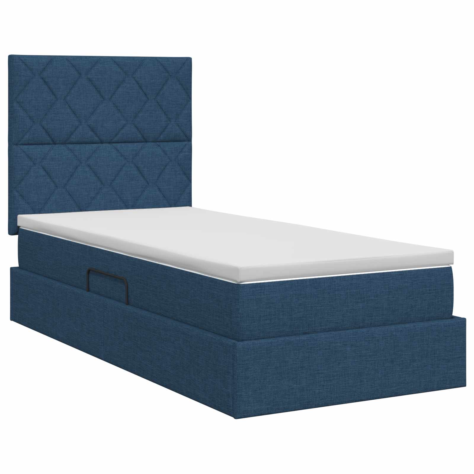 Lit avec rangement et matelas Bleu 100 x 200 cm tissu