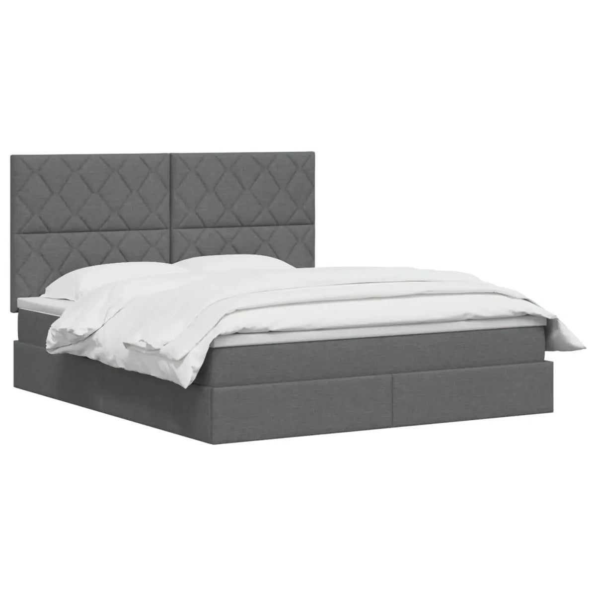 Lit avec rangement et matelas Gris foncé 140 x 200 cm tissu - XIOS