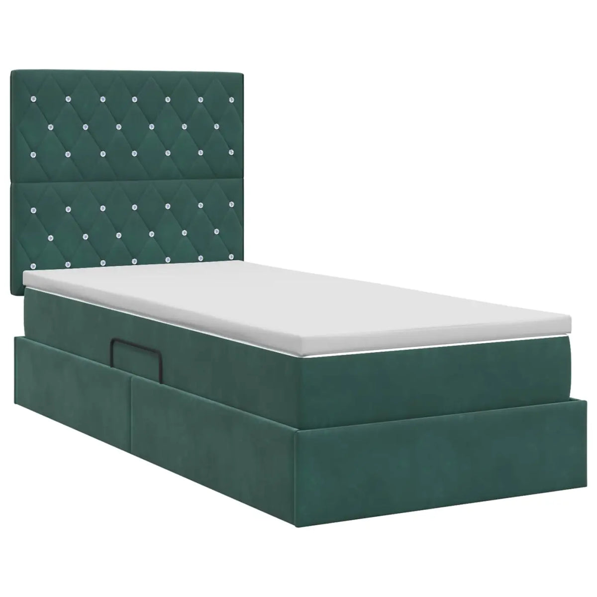 Lit avec rangement et matelas Vert foncé 90 x 200 cm Velours - XIOS