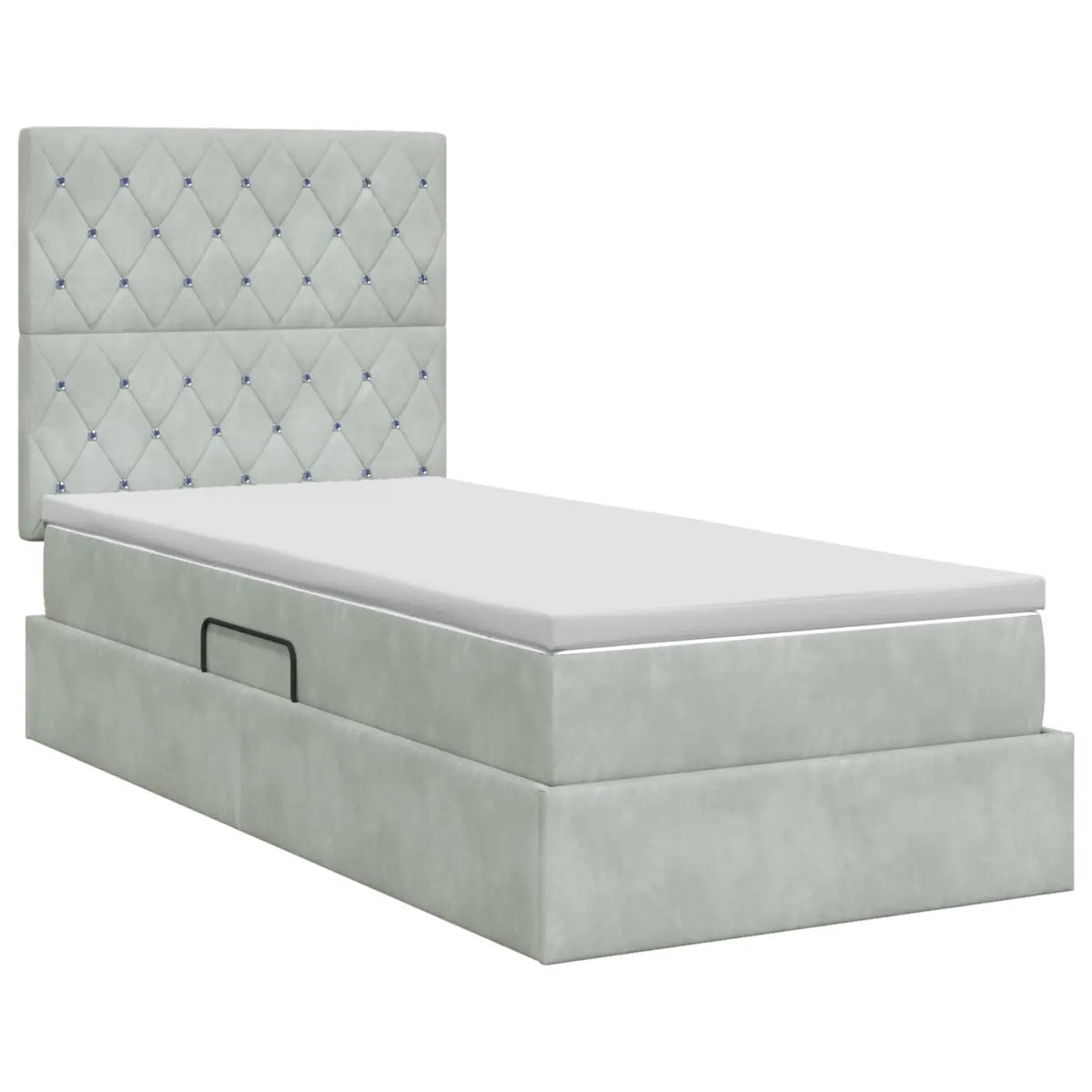 Lit avec rangement et matelas Gris clair 100 x 200 cm Velours - XIOS