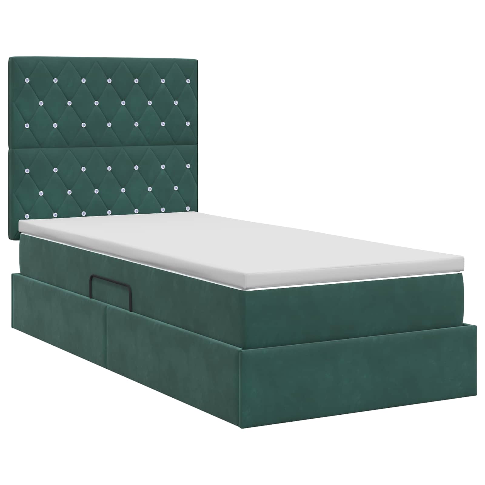 Lit avec rangement et matelas Vert foncé 100 x 200 cm Velours