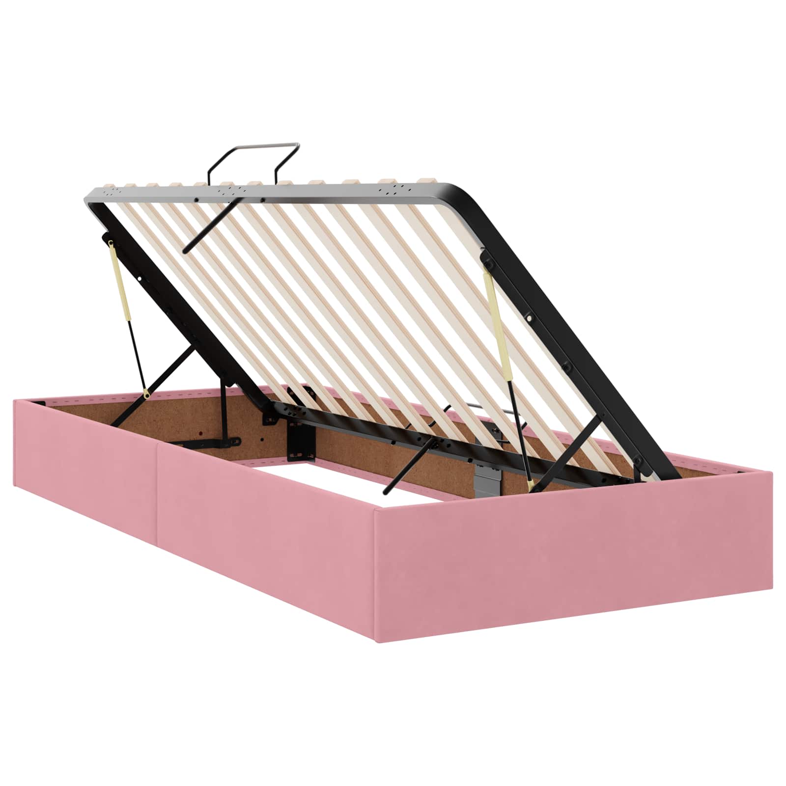 Lit avec rangement et matelas Rose 90 x 190 cm Velours