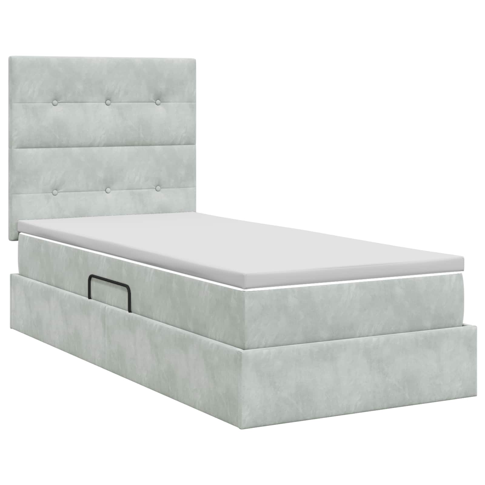Lit avec rangement et matelas Gris clair 100 x 200 cm Velours