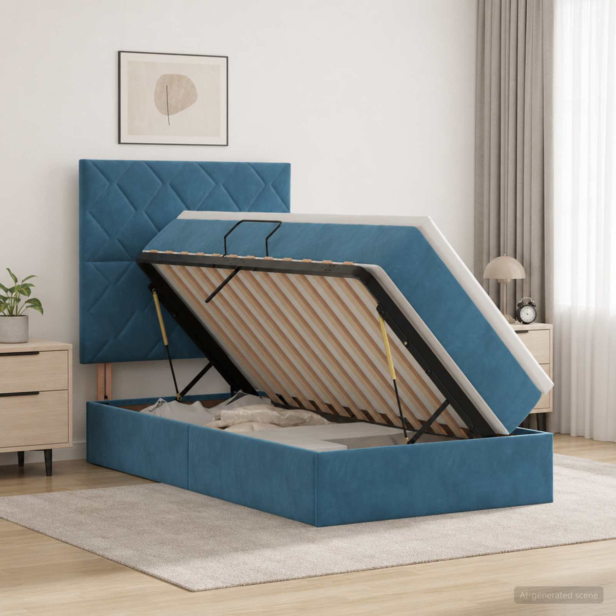 Lit de rangement LED avec matelas Bleu foncé 100 x 200 cm