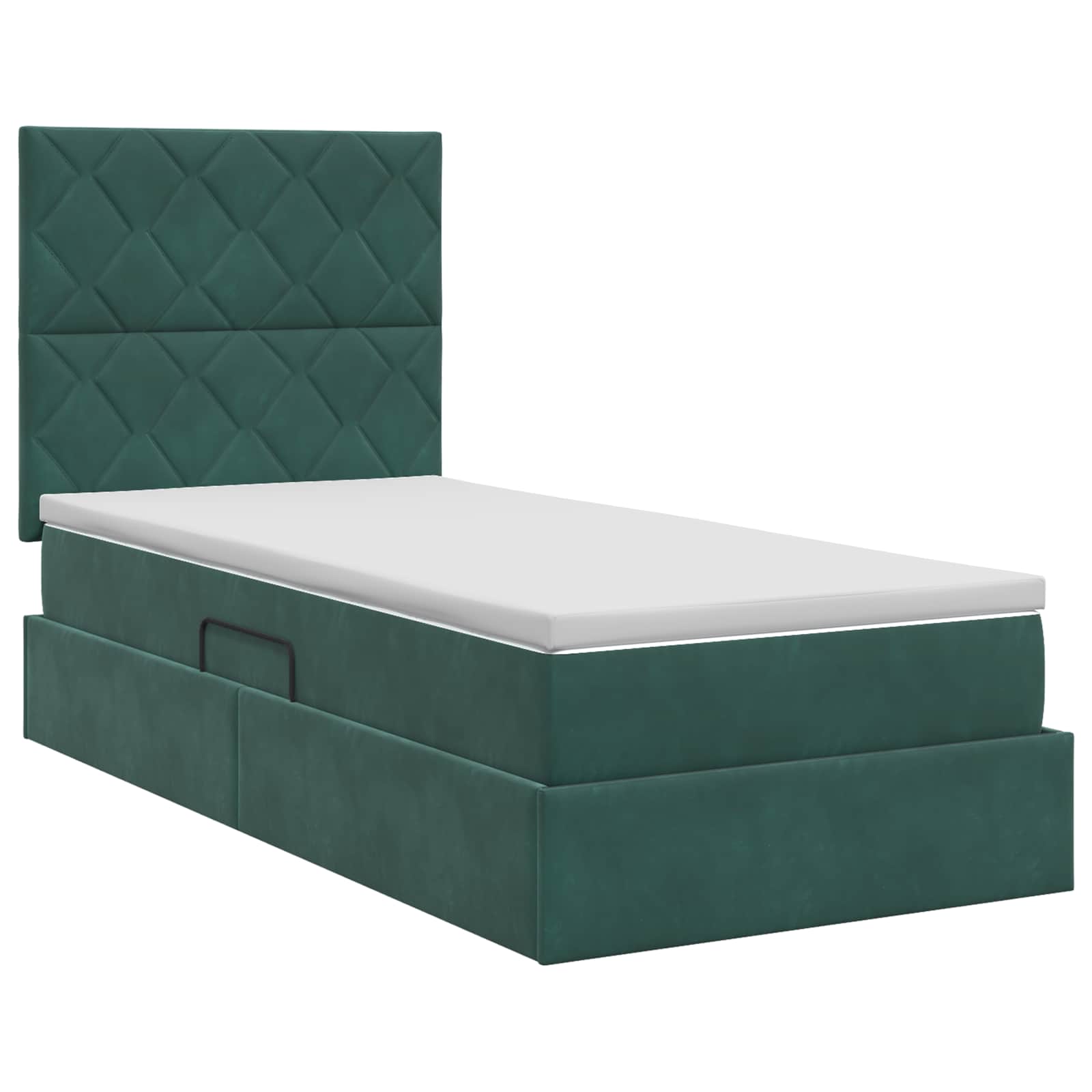 Lit avec rangement et matelas Vert foncé 90 x 200 cm Velours