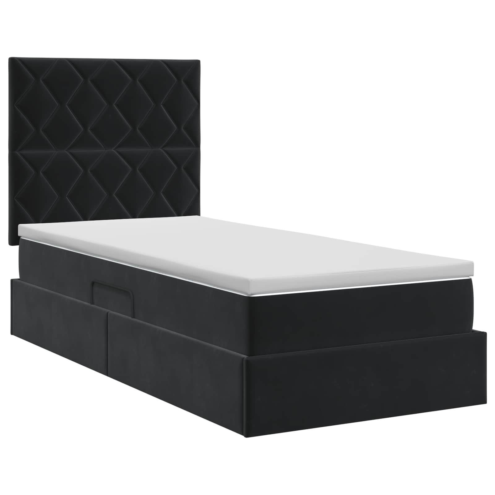 Lit avec rangement et matelas Noir 100 x 200 cm Velours