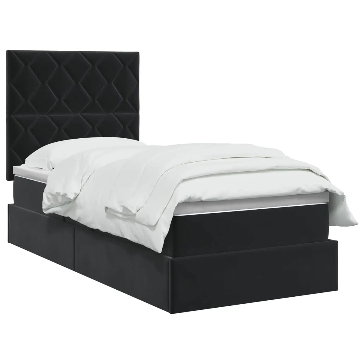 Lit avec rangement et matelas Noir 100 x 200 cm Velours - XIOS