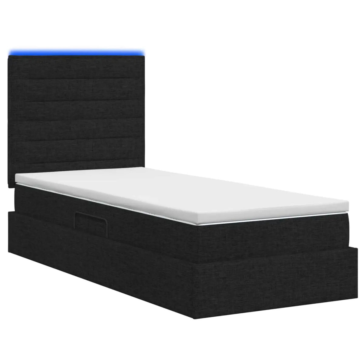 Lit de rangement LED avec matelas Noir 90 x 190 cm Tissu - XIOS