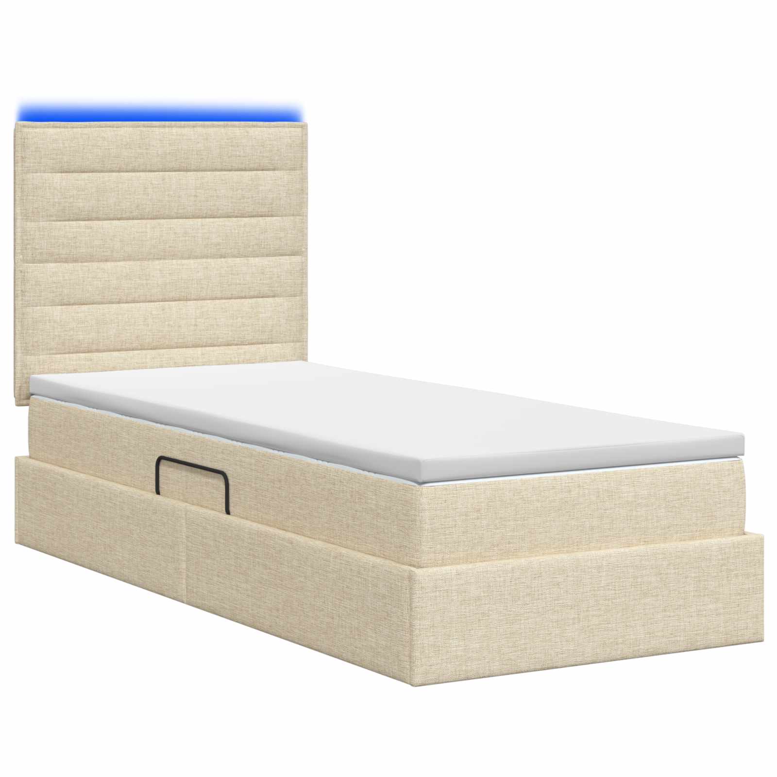 Lit de rangement LED avec matelas Crème 90 x 190 cm Tissu