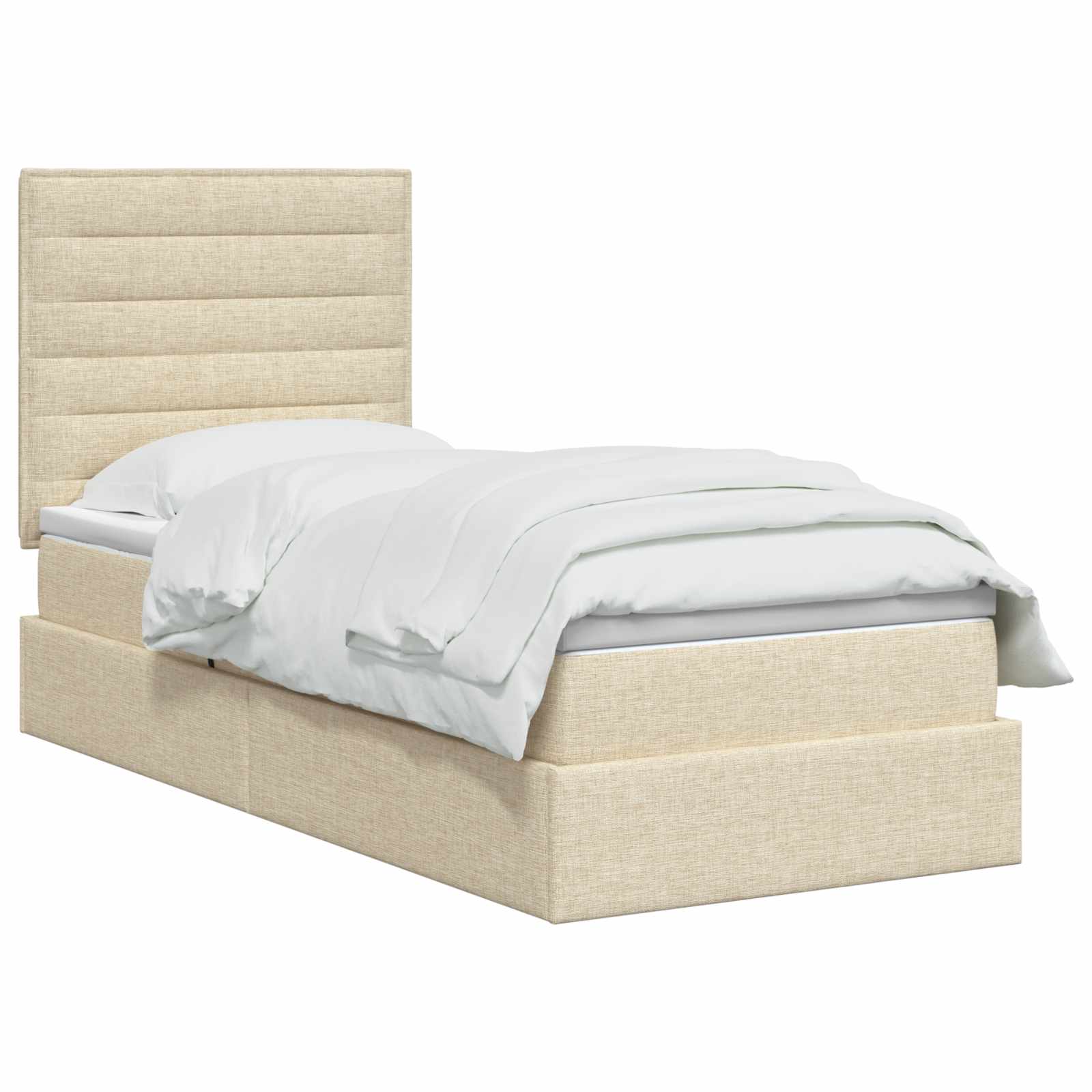 Lit de rangement LED avec matelas Crème 90 x 190 cm Tissu