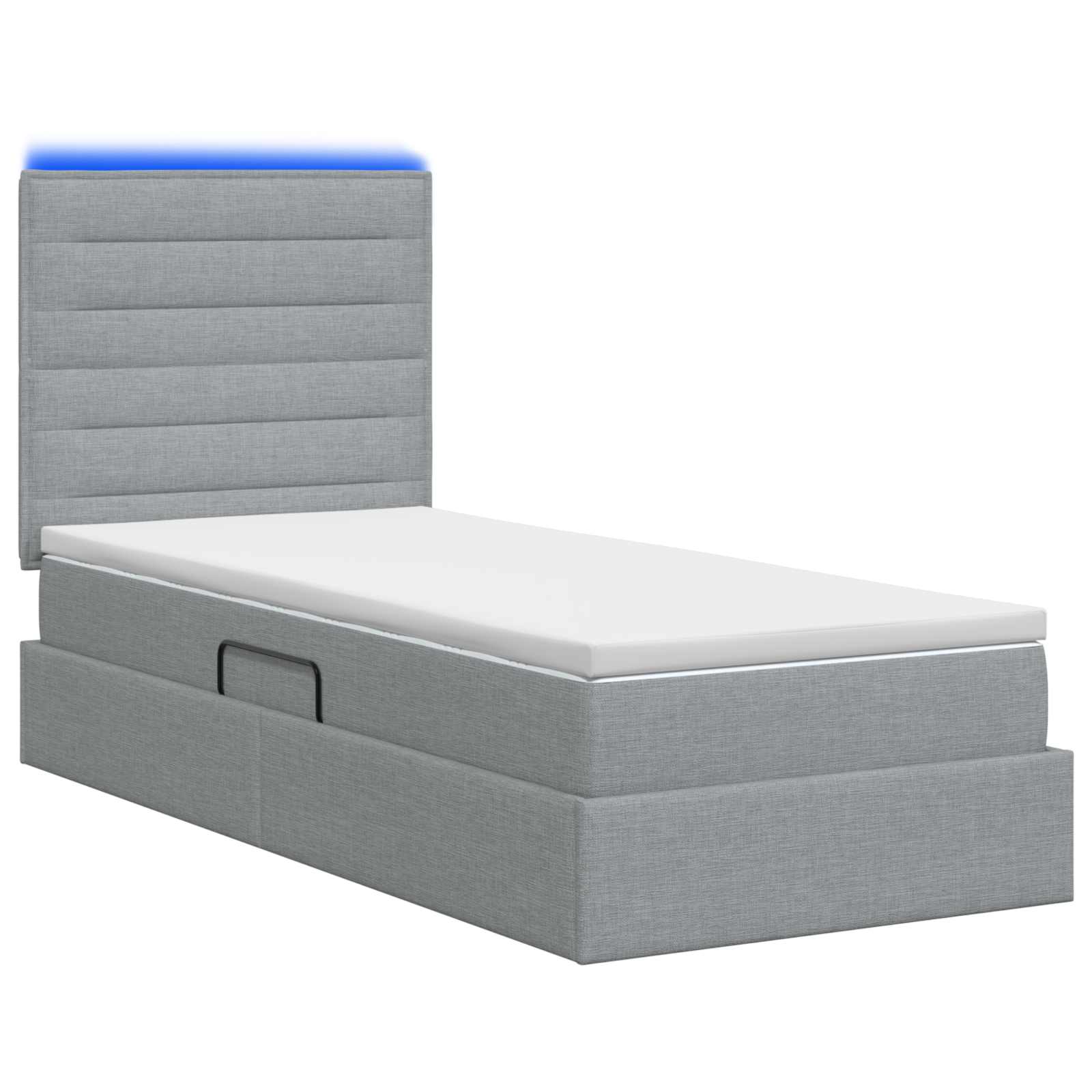Lit de rangement LED avec matelas Gris clair 100 x 200 cm Tissu