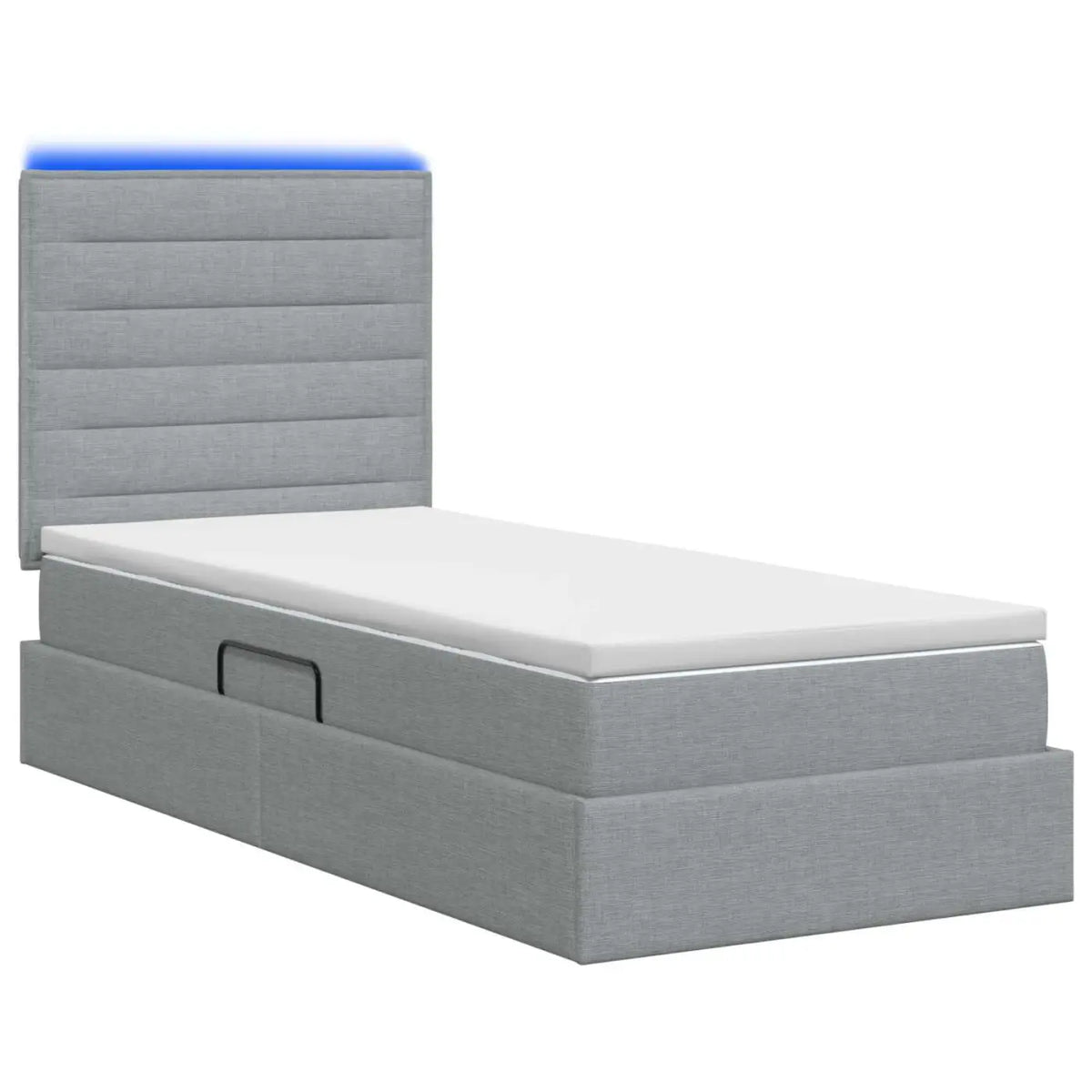 Lit de rangement LED avec matelas Gris clair 100 x 200 cm Tissu - XIOS
